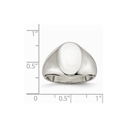 Solid Stainless Steel Oval Signet Ring Band