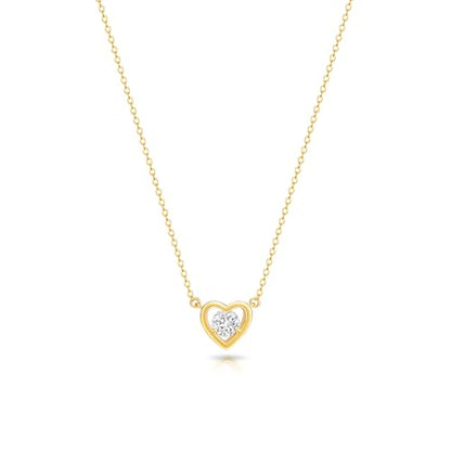 Zeffy Dainty Gold Heart Necklace for Women Trendy 14K Gold/Silver Plate Cute Heart Pendant Choker Necklaces Gold Love Heart Chain Necklace for Women Dainty Gold Jewelry Gifts for Women - style: Tiny Diamond Heart Necklace-Gold