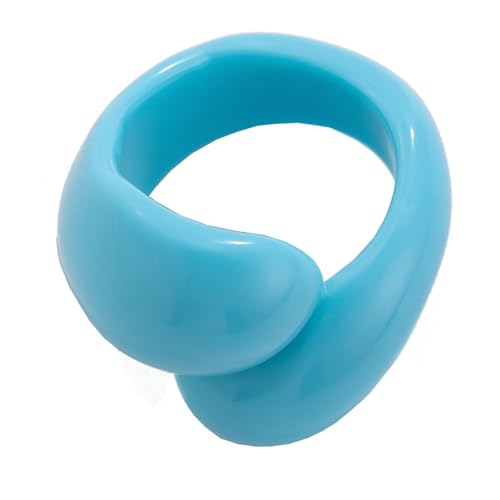 Vintage Multi-Color Resin Thick Ring Acrylic Plastic Knuckle Ring Simple Geometric Rings Cute Fashion Aesthetic Y2k Statement Rings Jewelry for Women - color: Blue