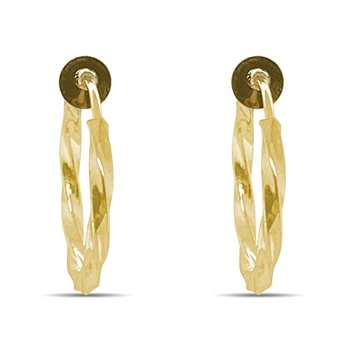 Clip On Spring Hoop Earrings for Non-Pierced Ears - color: Gold-Tone Twisted, size: 17mm