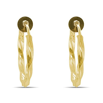 Clip On Spring Hoop Earrings for Non-Pierced Ears - color: Gold-Tone Twisted, size: 17mm