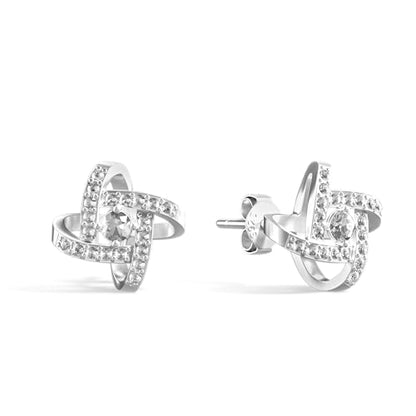 Amy & Annette Sterling Silver Love Knot Stud Earrings with Crystals | Hypoallergenic Aretes de Plata Para Mujer | 925 Sterling Silver Earring | Stud Earrings for Women | Lightweight - color: Clear