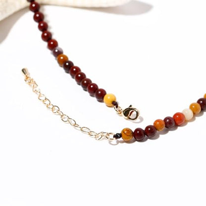 Simple 4mm Gemstones and Crystals Choker Necklace Unisex 16"-18" | Necklaces for Women Men, Adjustable, 40-45 cm Chain Length, Handmade, Spiritual Gemstones, Positive Energy, Daily Wear - style: Egg Yolk Stone