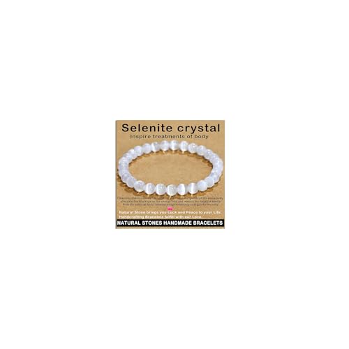 AD Beads Handmade Gemstone Stretch Elastic Bracelet Crystal Healing Reiki Nature's Beauty and Spiritual Essence Unisex (4mm, Selenite Crystal (Inspire Treatments)) - color: Selenite Crystal (Inspire Treatments), size: 4mm