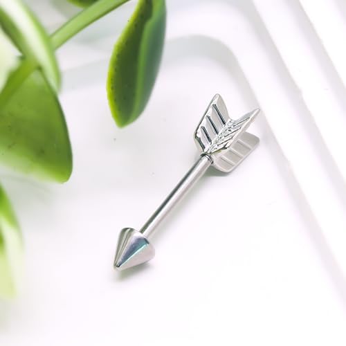 14G Wrench Barbell Nipple Ring 316L Anchor and Rudder Nipple Barbell Screw Nipple Rings Body Piercing Jewelry for Women Men - color: Silver Arrow