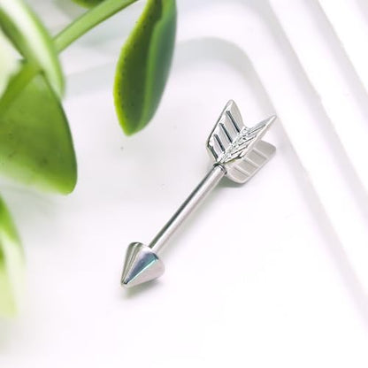 14G Wrench Barbell Nipple Ring 316L Anchor and Rudder Nipple Barbell Screw Nipple Rings Body Piercing Jewelry for Women Men - color: Silver Arrow