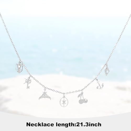 Inspired Necklace with 7 Charms Stainless Steel Pendant Women Jewelry Chain | for Katseye The Wild World Tour Concert Chain Jewelry Accessory Merch Gift