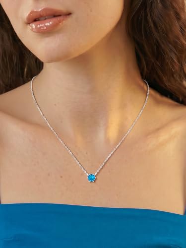 Silvora Heart/Round Birthstone Necklace for Women, Sparkling Crystal Pendant, Dainty Birth Month Jewelry, Adjustable 16"+2" Chain - color: Silver, style: December Round
