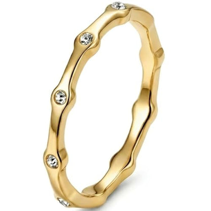 JUDE Jewelers 2mm Stainless Steel Stackable Eternity Wedding Band Ring - color: Gold