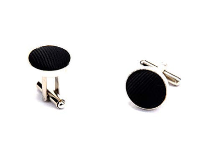 GUSLESON 3.15"（8cm） Solid Color Necktie and Pocket Square Cufflinks Sets For Men + Gift Box - color: Black