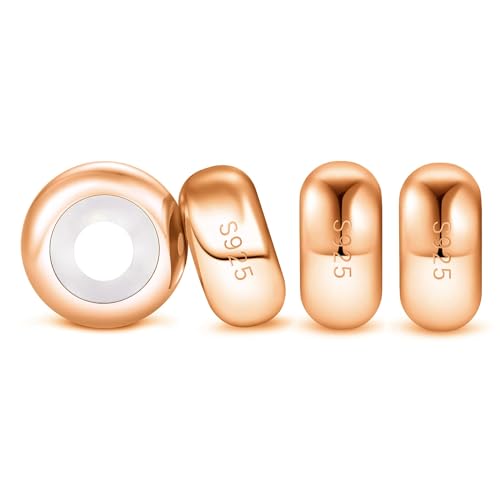 DALARAN Stopper Beads for Bracelets 925 Sterling Silver Clip Spacer Charm Bracelet Stoppers - style: 4Pcs Rosegold Charm Stoppers