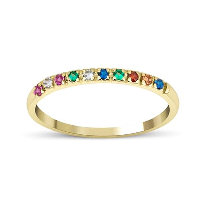 Dainty Multi-Stone Ring, 1-10 selectable Birthstones Ring, Minimalist Ring, Handmade Family Ring, Custom Ring, Personalized Gift, Mothers Day Gift, 14K gold & 925K Silver Ring - style: 10 birthstones