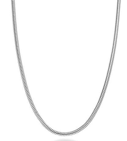 Miabella Italian 925 Sterling Silver Round Snake Chain Necklace Women Men | 1.5mm, 2mm, 2.5mm, Fine Jewelry, Made in Italy - size: Length 18 Inches, style: 2.5mm
