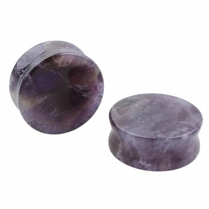 2 Pcs Amethyst Organic Stone Ear Gauges Earrings Plugs Jewelry 5mm(4g) - size: 19mm(3/4")