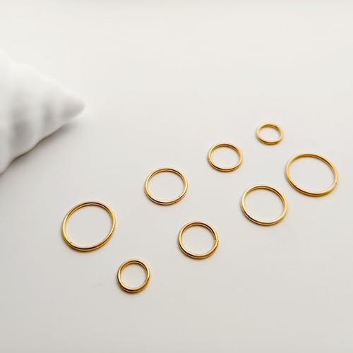 4/8Pcs 20G 18G 16G Nose Rings Hoops Surgical Steel | Nose Seamless Hinged Clicker Segment Septum Lip Rings Conch Tragus Cartilage Daith Rook Piercing Jewelry 6mm 8mm 10mm 12mm - color: Gold, size: 16G*(6/8/10/12mm)-8pcs