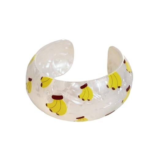 Colorful Transparent Opening Cuff Bangle Acrylic Geometric Bracelet for Women Irregular Pattern Bracelet Charm - color: Banana