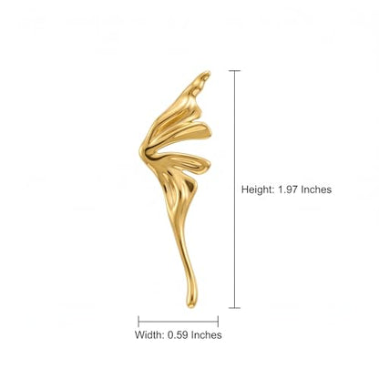 Chunky Gold Plated Flower Statement Drop Earrings for Women | Hypoallergenic 18K Gold Plated Textured Petal Wing, Large Statement Dangle Earrings for Wedding Party - color: Golden Butterfly-2