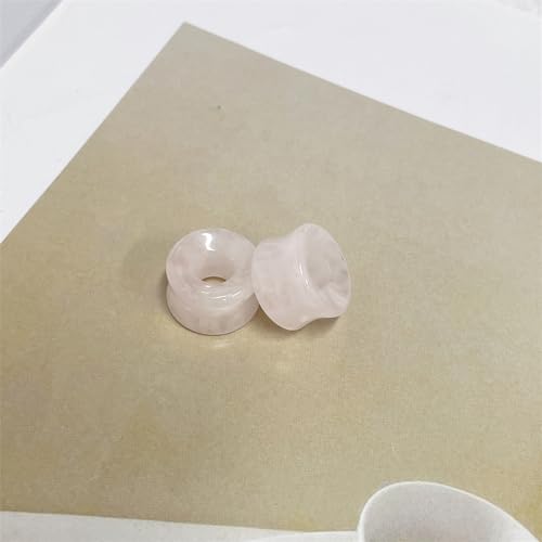 Hollow Rose Quartz Natural Stone Ear Plugs Gauges Tunnel Expanders Stretcher Saddle Double Flared Flesh Earrings for Women Men Fashion Piercings Body Jewelry Gift - size: 00g(10mm)