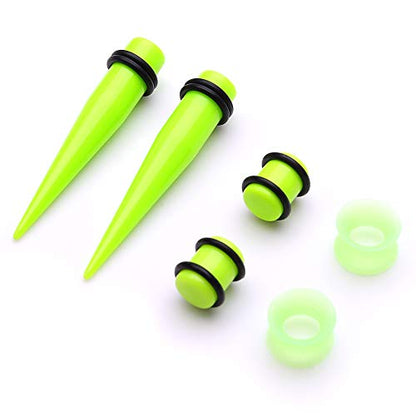 JieyueJewelry 50/54 Pcs Ear Stretching Kit 14G-00G | Acrylic Tapers & Plugs with Silicone Tunnels, Ear Gauges Expander Set Body Piercing Jewelry for Women and Men - color: Green
