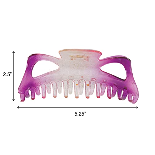 Women's Jumbo Jaw Clip Extra Large Marbelized Hair Claw (Glittter Purple) - color: Glittter Purple
