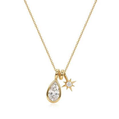 MTMY Gold Moon Pendant Necklace for Women,14K Gold Plated Dainty Chain Crescent Moon Sun Star Necklace Jewelry - style: drop star