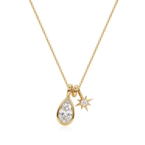 MTMY Gold Moon Pendant Necklace for Women,14K Gold Plated Dainty Chain Crescent Moon Sun Star Necklace Jewelry - style: drop star