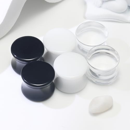 6G-50mm Solid Ear Plugs Tunnels for Women Men Double Flared Saddle Ears Gauge Plug Stretcher Expander Piercing Body Jewelry Black White Clear 1 Pairs - color: Clear Tone, size: 2 Gauge(6mm) = 1/4 inch