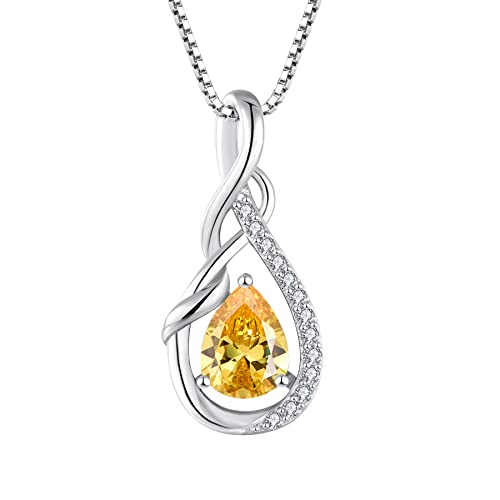 STARCHENIE Infinity Teardrop Necklace for Women 925 Sterling Silver Pendant Birthstone Jewelry - color: Silver-11-Nov-Citrine