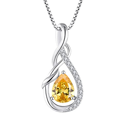 STARCHENIE Infinity Teardrop Necklace for Women 925 Sterling Silver Pendant Birthstone Jewelry - color: Silver-11-Nov-Citrine