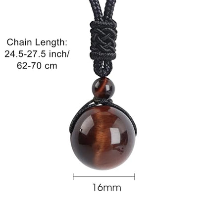 Anjiucc Natural Gemstone Healing Crystals Necklace, Adjustable Chakra Beads Pendant for Women Men, Protection, Energy Balance - color: Red Tiger's Eye