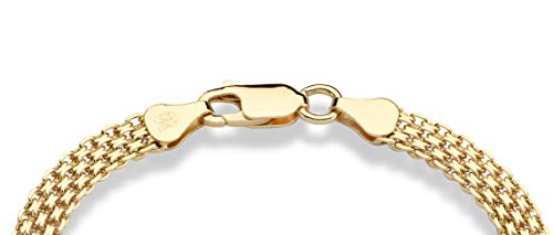 Miabella 18K Gold Plated 925 Sterling Silver Italian 6mm Solid Bismark Mesh Link Chain Bracelet for Women, 925 Made in Italy - style: Length 7 Inches (women's average length)