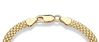 Miabella 18K Gold Plated 925 Sterling Silver Italian 6mm Solid Bismark Mesh Link Chain Bracelet for Women, 925 Made in Italy - style: Length 7.5 Inches