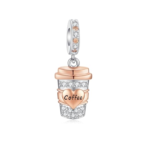 Bible Family Mom Wife Love Heart Dangle Charm 925 Sterling Silver Charms fits Bracelets and Necklace Pendant Bead Charms Jewelry Present for Women Family Friends - style: Coffee Cup Dangle Charm