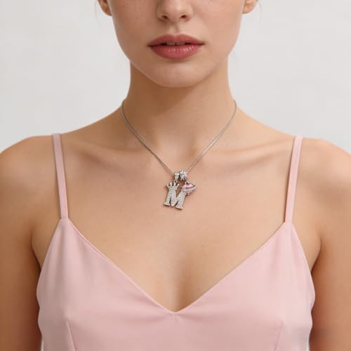 18K Gold & Silver Plated Initial Necklaces for Women - color: M-Silver