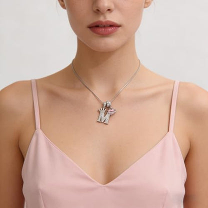 18K Gold & Silver Plated Initial Necklaces for Women - color: M-Silver