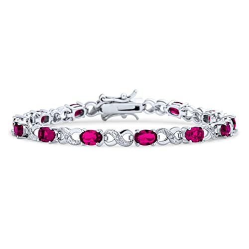 Bling Jewelry Birthstone Colors CZ Oval Infinity Tennis Bracelet Rose Gold Silver Plated - color: Pink