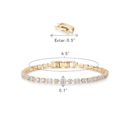 FANZE Gold Plated Cubic Zirconia Tennis Bracelets for Women Dainty Trendy Adjustable Bracelet Jewelry Gift for Ladies Wedding Mother Birthday Anniversary - style: Gold CZ bracelet