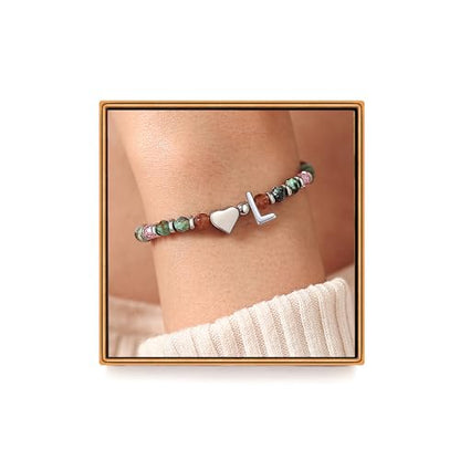 Heart Initial Bracelets for Teen Girls, Teen Girl Gifts Trendy Stuff, Christmas Stocking Stuffers for Kids, Unique Gifts for Teenage Girls on Birthday Graduation - style: L