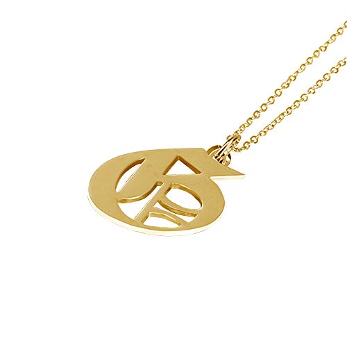 Women's Old English Initial Necklace 18K Gold Plated Stainless Steel Letter Pendant Gift - style: G