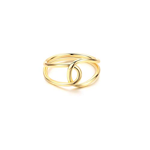 Valloey Rover Gold Rings for Women Non Tarnish Thumb Ring | 14k Gold Plated Adjustable Open Cross Wedding Rings Waterproof Fashion Statement Jewelry for Women Trendy Gift - color: 2Circle