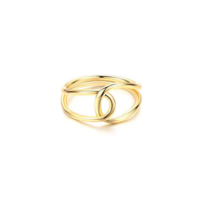 Valloey Rover Gold Rings for Women Non Tarnish Thumb Ring | 14k Gold Plated Adjustable Open Cross Wedding Rings Waterproof Fashion Statement Jewelry for Women Trendy Gift - color: 2Circle