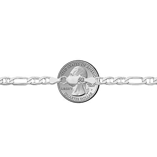 Savlano 925 Sterling Silver Italian Solid Figarucci Figaro Mariner Flat Link Chain Necklace For Men & Women - Made in Italy Comes Gift Box - size: 18 Inch, style: 5.5MM