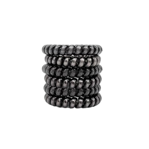Lindo Large Swirlydo Coil Hair Ties (Metallic Black, 6 Pack) | Premium Waterproof Coil Hair Ties, No Pony Line, No Headaches, No Slip, Strong Gentle Accessory for Women, Multi-colored - color: Metallic Black (6Pcs)
