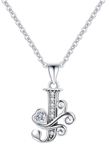 S925 Sterling Silver Initial Letter Necklaces for Women Dainty Letter Chain Necklace for Women Personalized Jewelry Gifts - style: J