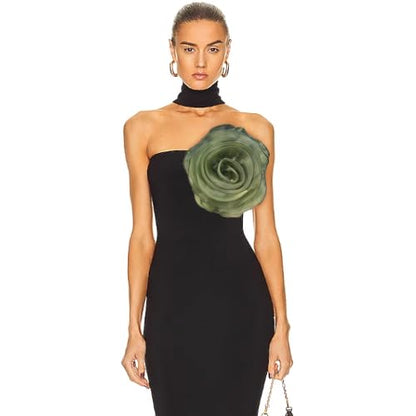10inch Extra Large Flower Brooch Pin for Women Fashion Dainty Organza Satin Fabric Big Camellia Brooches Lapel Pins Wedding Dance Party Dress Accessories Exaggerated Jewelry Gift - color: 10 inch Green