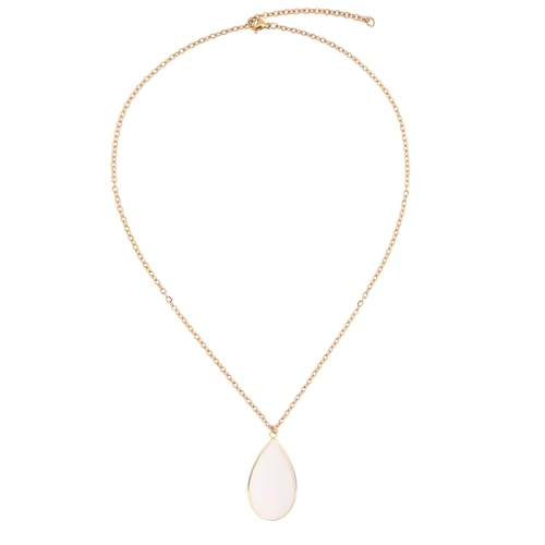 BaubleStar Teardrop Natural Crystal Healing Stone Pendant Necklace | Birthstone Quartz Necklace for Women, Multi-Color Available - color: Translucent White