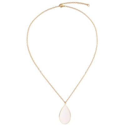BaubleStar Teardrop Natural Crystal Healing Stone Pendant Necklace | Birthstone Quartz Necklace for Women, Multi-Color Available - color: Translucent White