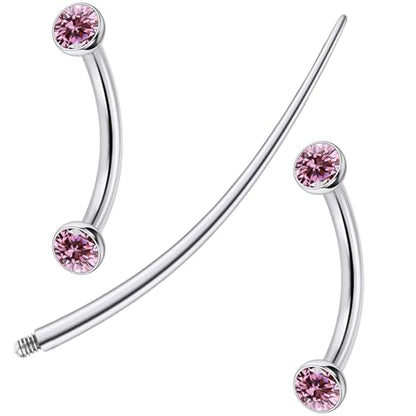 F136 Titanium 16g 6/8/10mm Eyebrow/Rook/Snug/Vertical-Labret/VCH/Snake-Eyes/Anti-Tragus/Christina/Daith/Belly-Button/Bridge/Hood/Surface Curved Barbell Piercing Jewelry for Women Men - color: Pink, size: 10 mm (3/8 in)