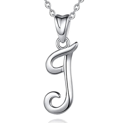 EUDORA Sterling Silver Initial Necklaces for Women, Classic 26 Letter Neckless Gifts for Girls, Sister, Mother Daughter, 18 inch Chain - style: J