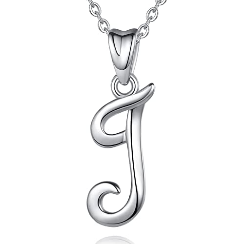 EUDORA Sterling Silver Initial Necklaces for Women, Classic 26 Letter Neckless Gifts for Girls, Sister, Mother Daughter, 18 inch Chain - style: J